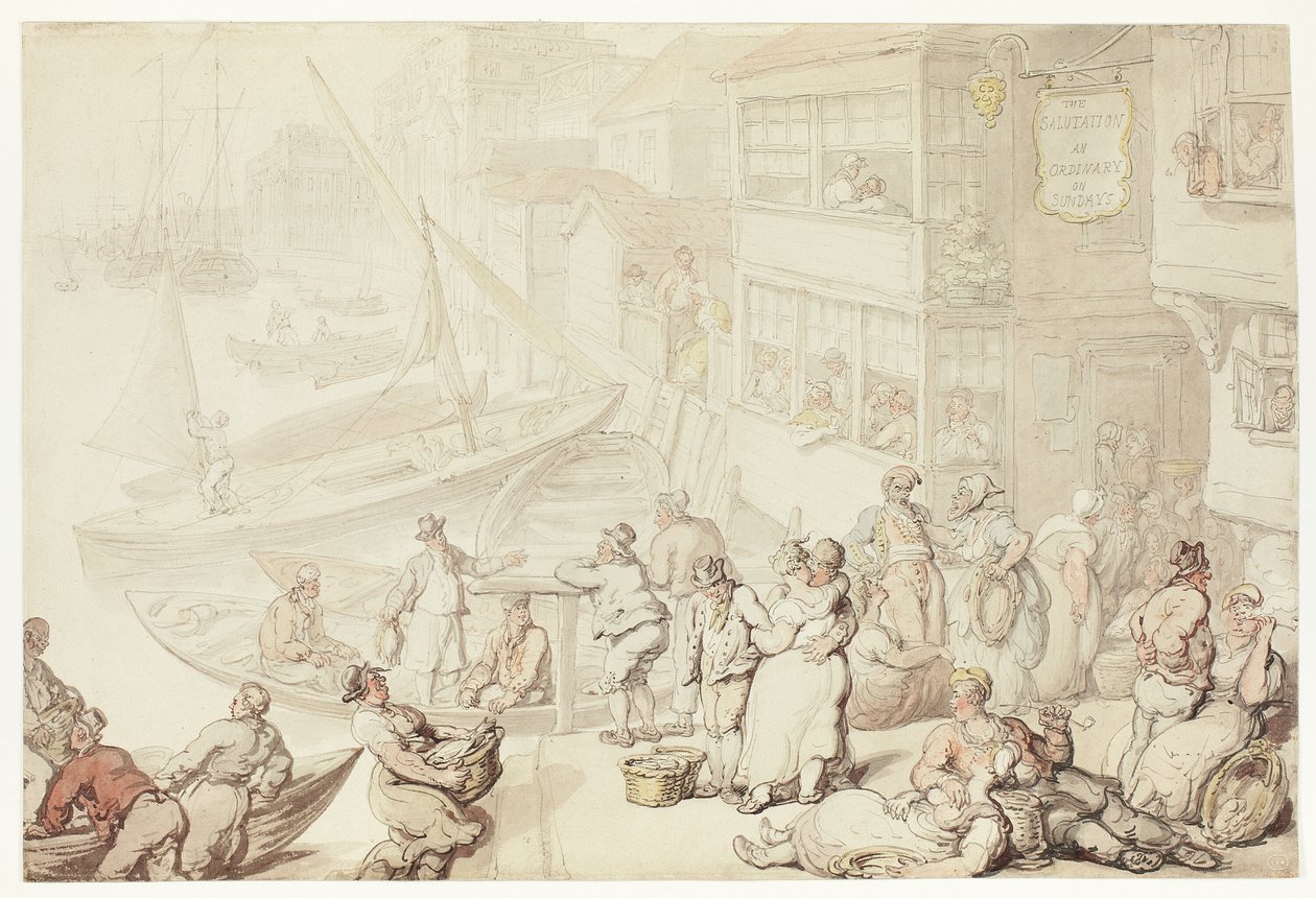 A Greenwich-i Salutation Innen kívül alkotó: Thomas Rowlandson