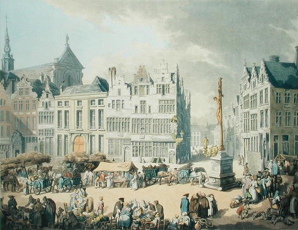 Place de Mer Antwerpenben (nyomtatva az Ackermann kiadásában alkotó: Thomas Rowlandson