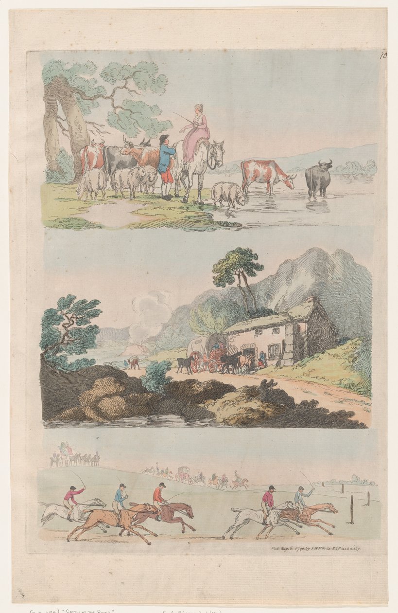 10. tábla, Ábrák, tájak és szarvasmarhák körvonalai...tanulók használatára, ..., 1790. augusztus 6. alkotó: Thomas Rowlandson