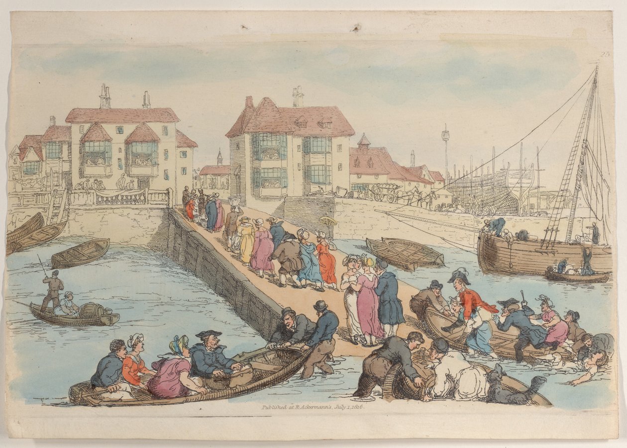 25. tábla: Egy leszállóhely, a Miniatűr világból, 1816., 1816. alkotó: Thomas Rowlandson
