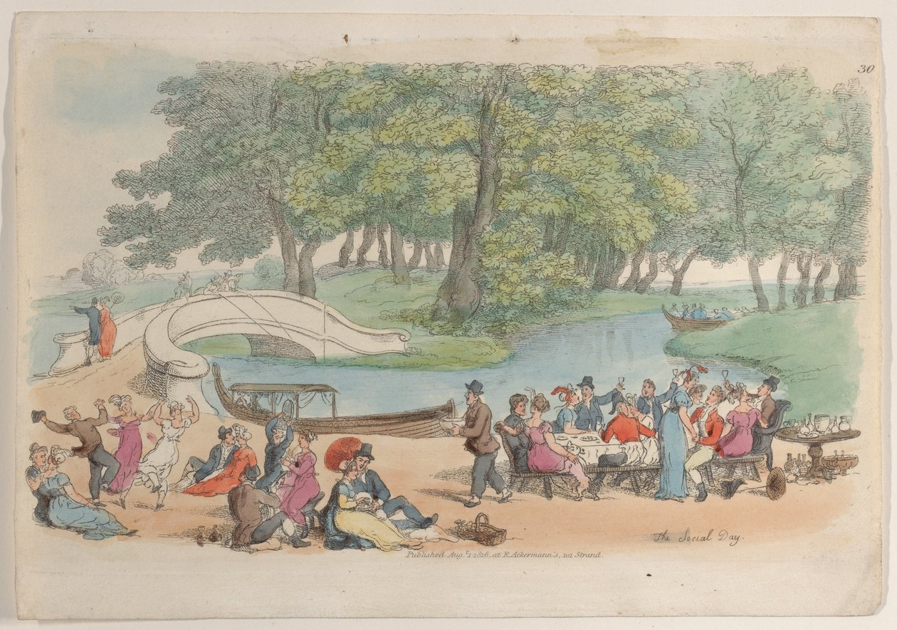 30. tábla: A társasági nap, a Miniatűr világból, 1816., 1816. alkotó: Thomas Rowlandson