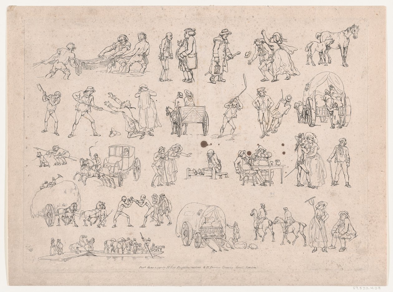 4. tábla, Ábrák, tájak és szarvasmarhák körvonalai...tanulók használatára, Ma..., 1790. március 8. alkotó: Thomas Rowlandson