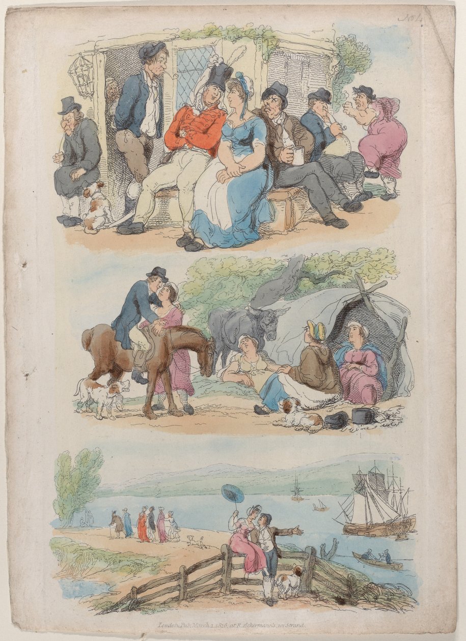 4. tábla: Toborzás, a Miniatűr világból, 1816., 1816. alkotó: Thomas Rowlandson