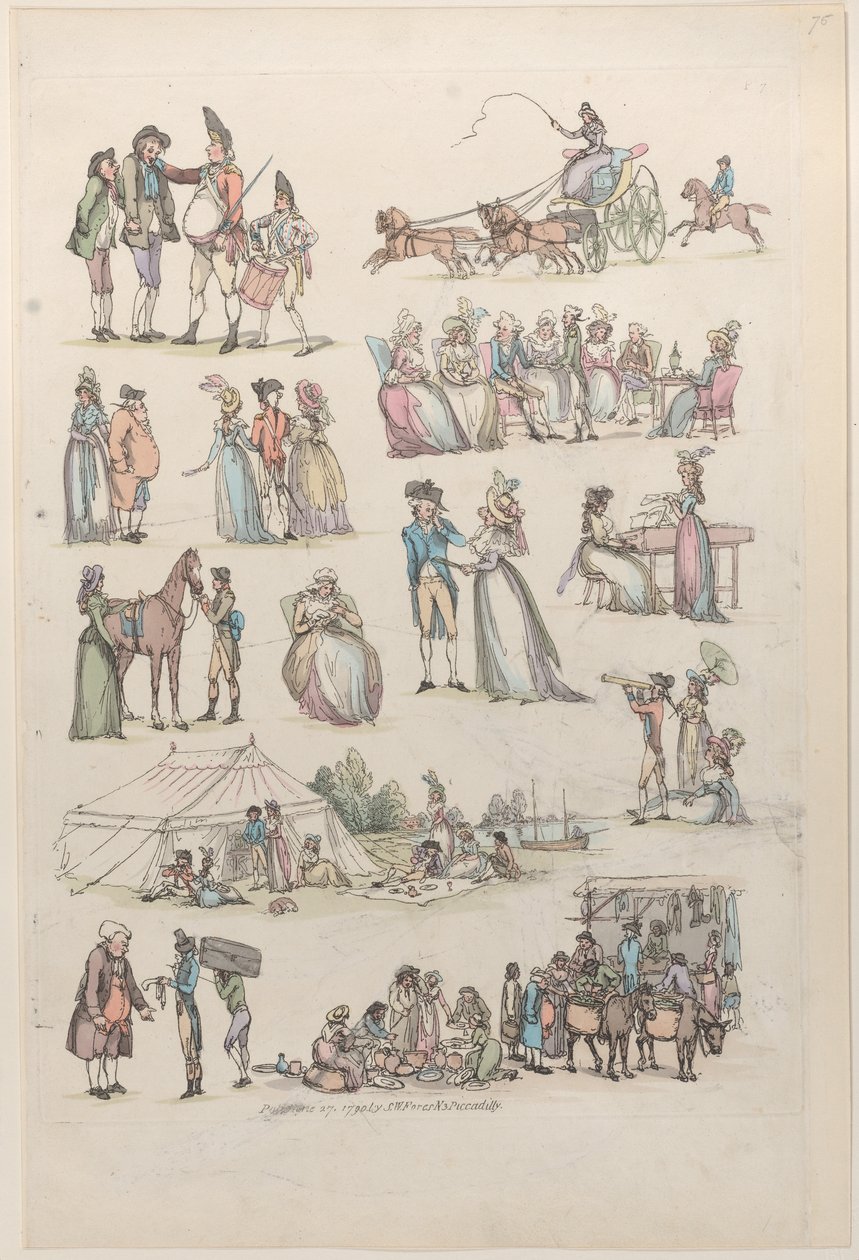 7. tábla, Ábrák, tájak és szarvasmarhák körvonalai...tanulók használatára, Ju..., 1790. június 27. alkotó: Thomas Rowlandson