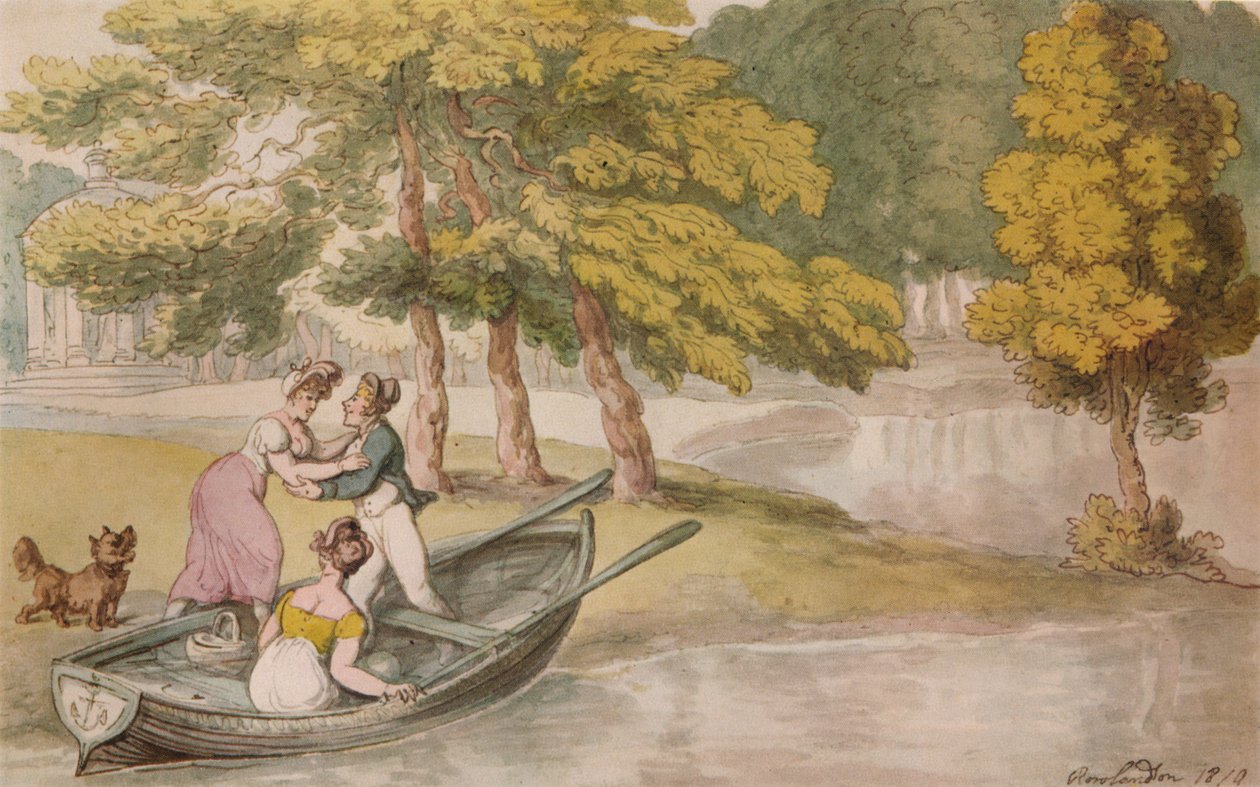 Popes Villa, Twickenham: The Outing, 1819 alkotó: Thomas Rowlandson