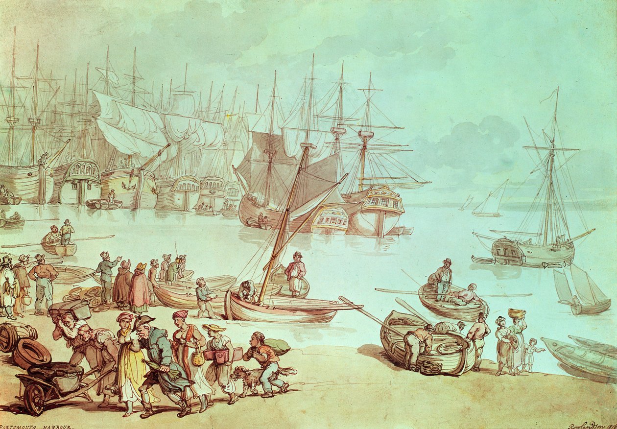 Portsmouth kikötője alkotó: Thomas Rowlandson