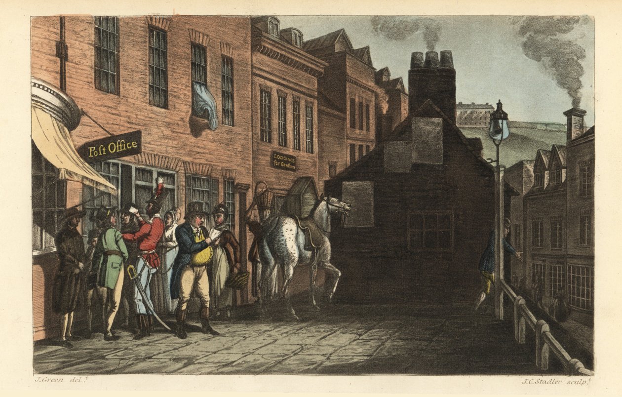 Posta: A turisták a postát gyűjtik Scarborough-ban alkotó: Thomas Rowlandson