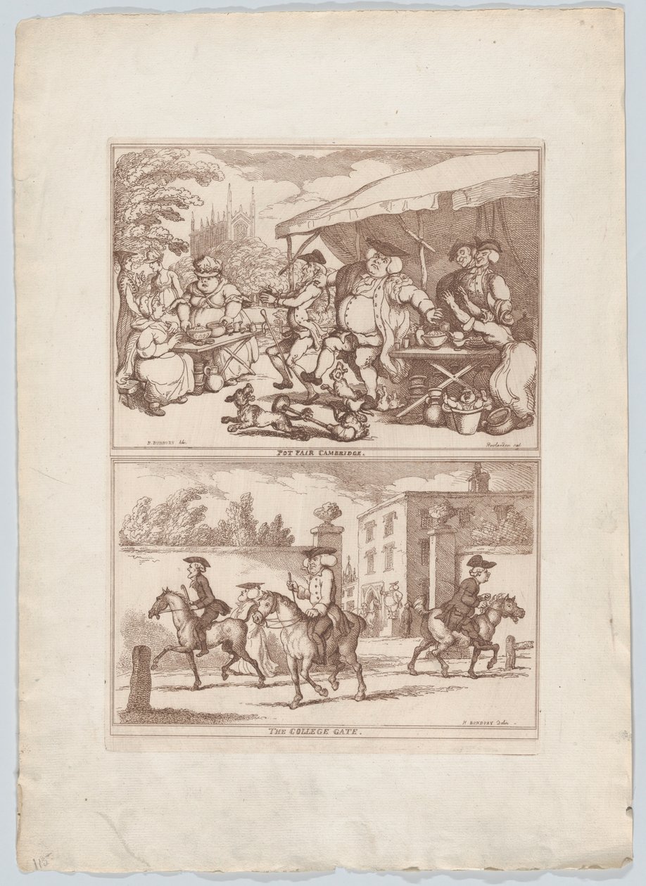 Pot Fair Cambridge, és, The College Gate, 1780-90., 1780-90. alkotó: Thomas Rowlandson