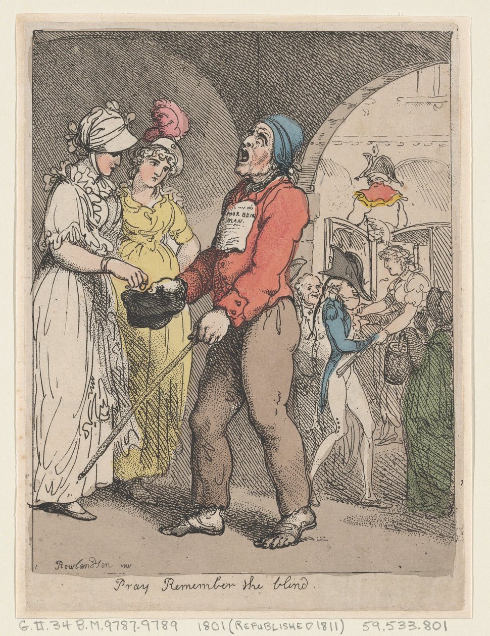 Imádkozz, emlékezz a vakokra, 1801., 1801. alkotó: Thomas Rowlandson