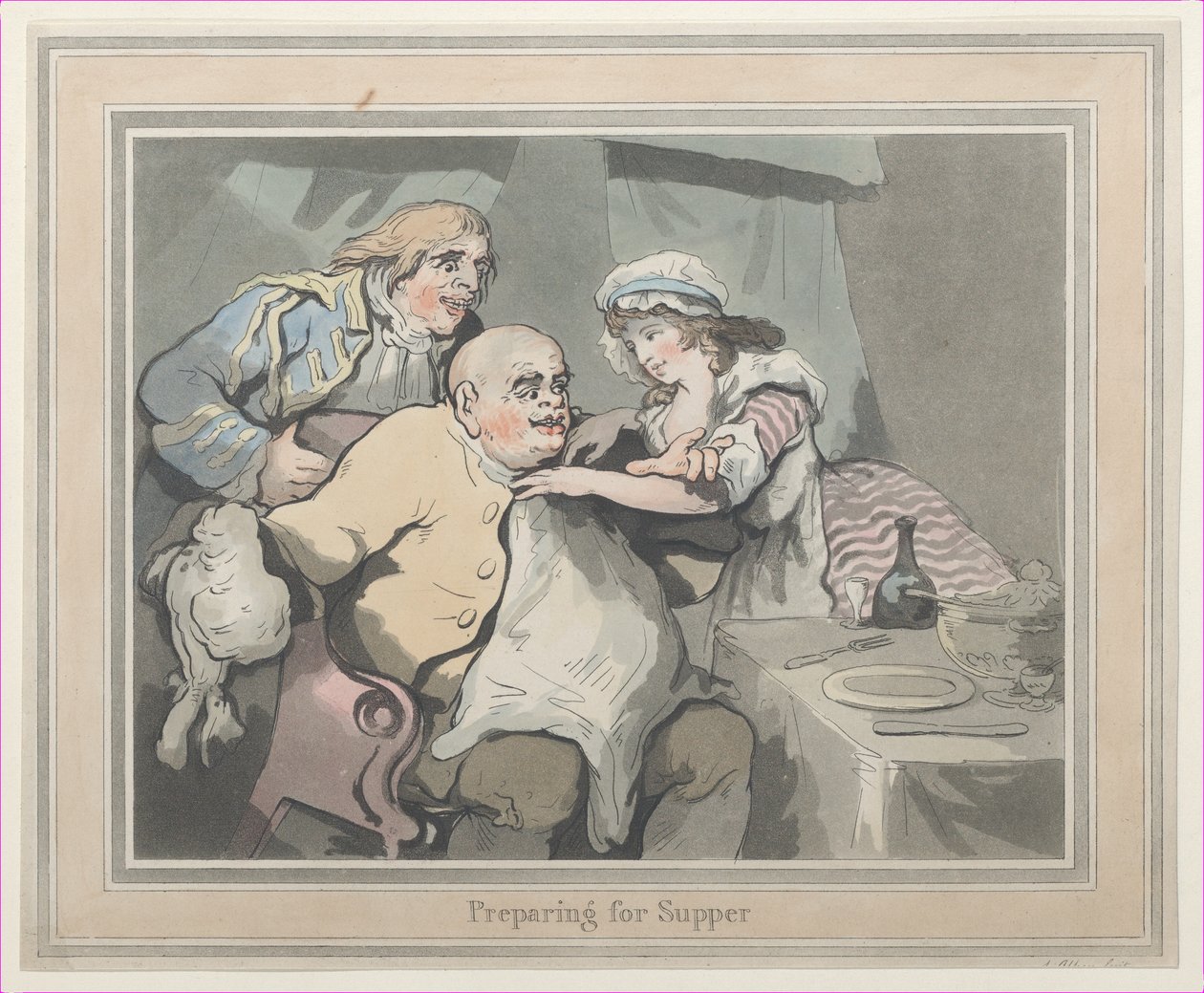Vacsorára készülődés, 1790., 1790. alkotó: Thomas Rowlandson