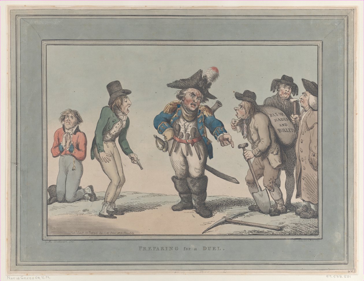 Párbajra készülve, 1795. január 12., 1795. január 12. alkotó: Thomas Rowlandson