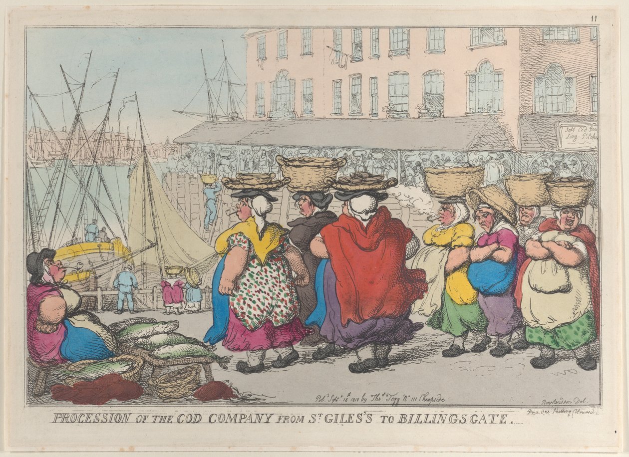 A Cod Company felvonulása St. Gilesből Billingsgate-be, 1810. szeptember 18..., szeptember 18. alkotó: Thomas Rowlandson