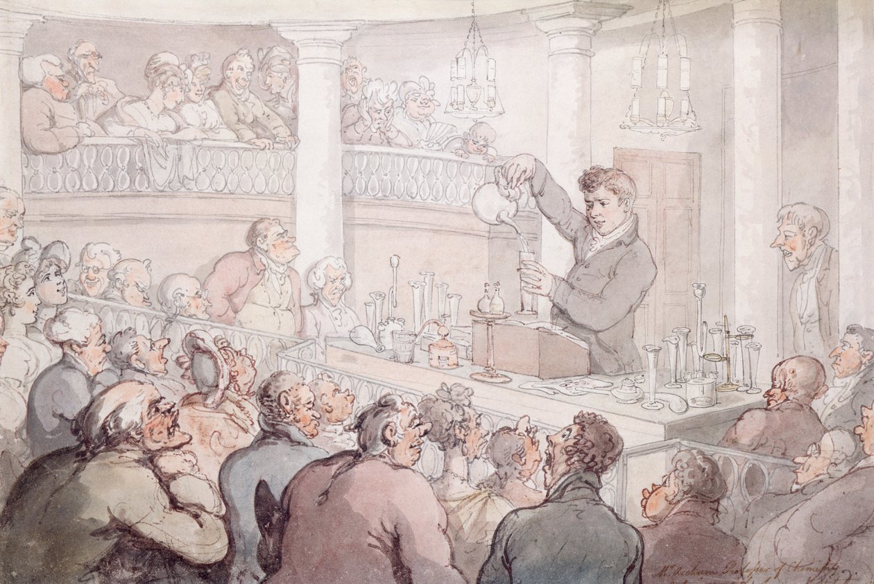 F Accum professzor előadásokat tart a londoni Surrey Institute-ban, 1809 alkotó: Thomas Rowlandson