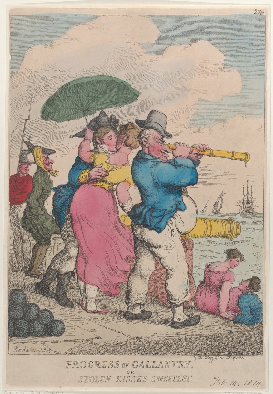 A vitézség vagy az ellopott csókok haladása legédesebb, 1814. február 14., 1814. február 14. alkotó: Thomas Rowlandson
