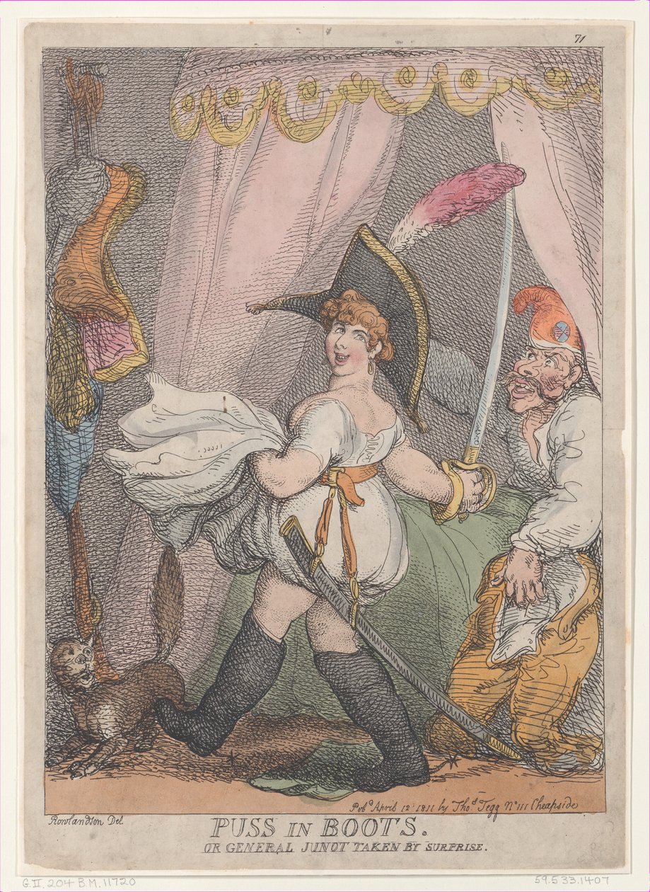 Csizmás punci vagy Junot tábornok Meglepett, 1811. április 12., 1811. április 12. alkotó: Thomas Rowlandson
