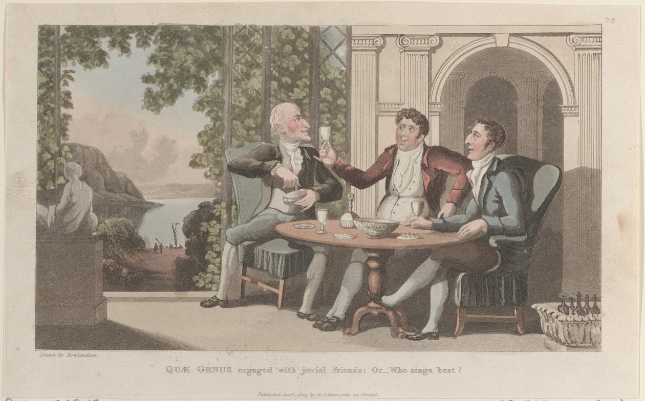Quae Genus Engaged with Jovial Friends, Or-Who Sings Best, The History o..., 1822. január 1. alkotó: Thomas Rowlandson