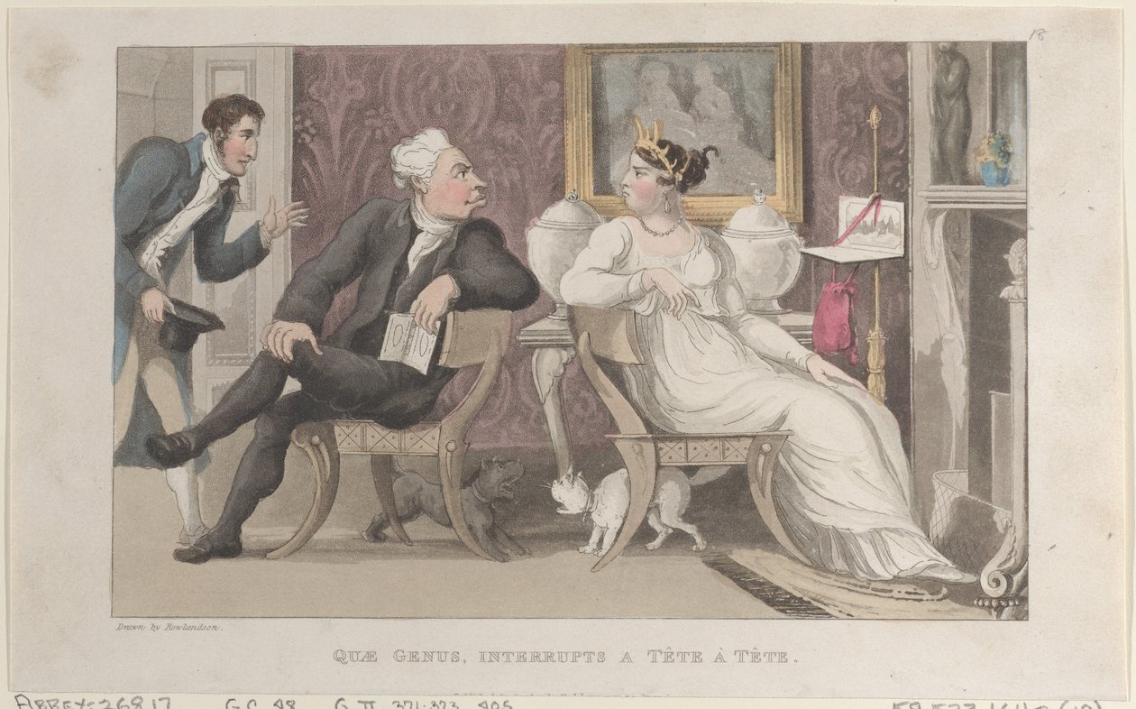 Quae Genus, Interrupts a Tête à Tête, The History of Johnny Quae Genus, T..., 1822. január 1.. alkotó: Thomas Rowlandson