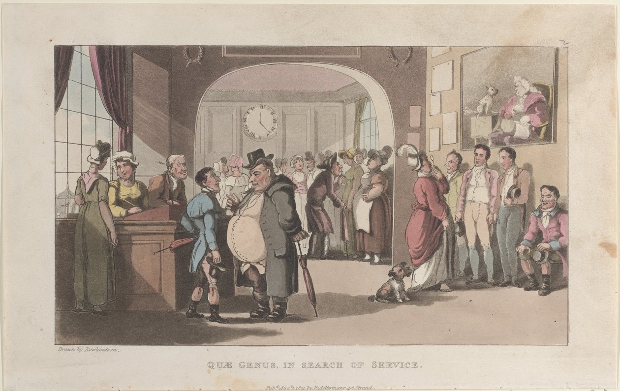 Quae Genus in Search of Service, The History of Johnny Quae Genusból, The Lit..., 1821. augusztus 1.. alkotó: Thomas Rowlandson