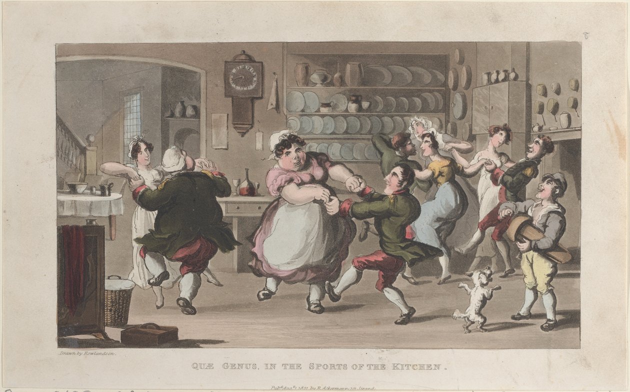 Quae Genus, a konyha sportjában, a The History of Johnny Quae nemzetségből..., 1821. augusztus 1. alkotó: Thomas Rowlandson