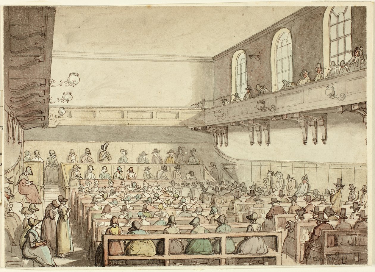 Kvékerek találkozója alkotó: Thomas Rowlandson