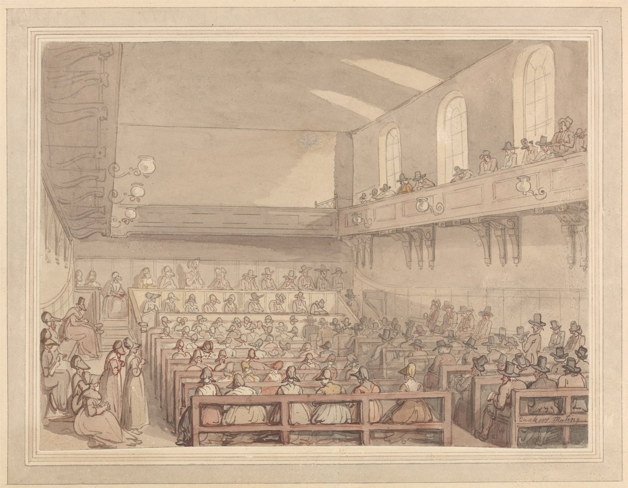 A kvékerek gyűlése alkotó: Thomas Rowlandson