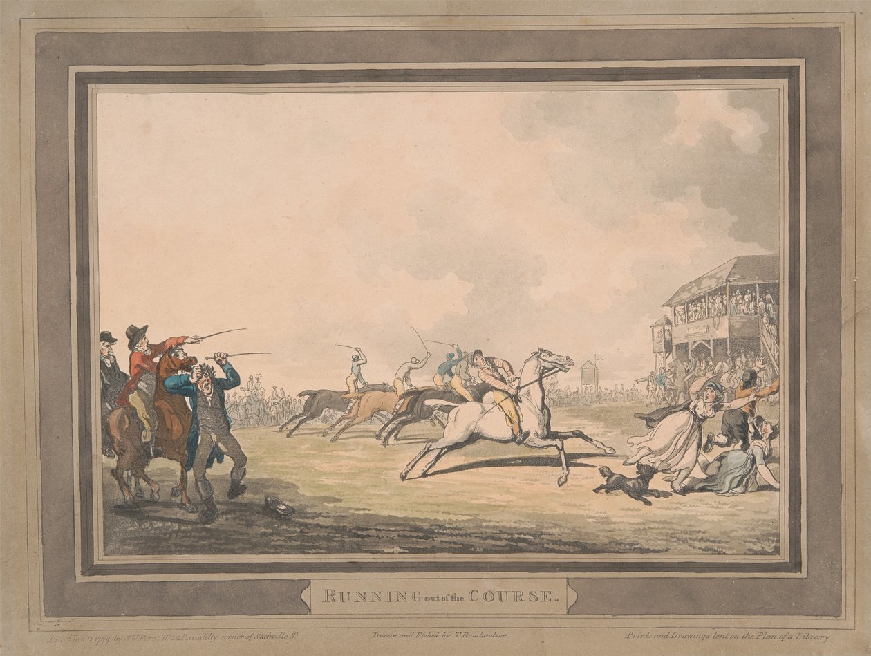 Versenyzés [hatdarabos készlet]:  5. A pályáról való letérés alkotó: Thomas Rowlandson