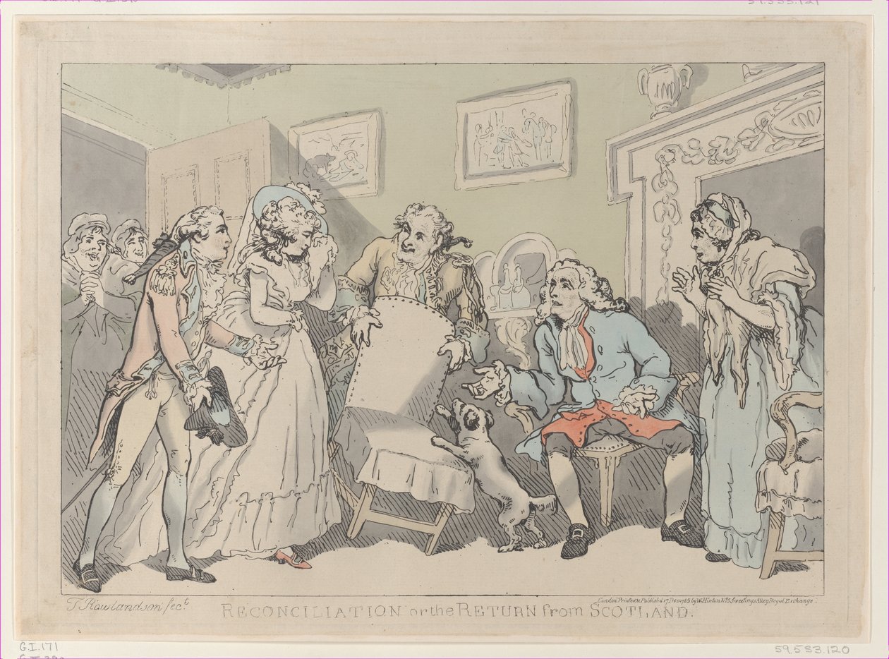 Megbékélés, avagy visszatérés Skóciából, 1785. december 17., 1785. december 17. alkotó: Thomas Rowlandson