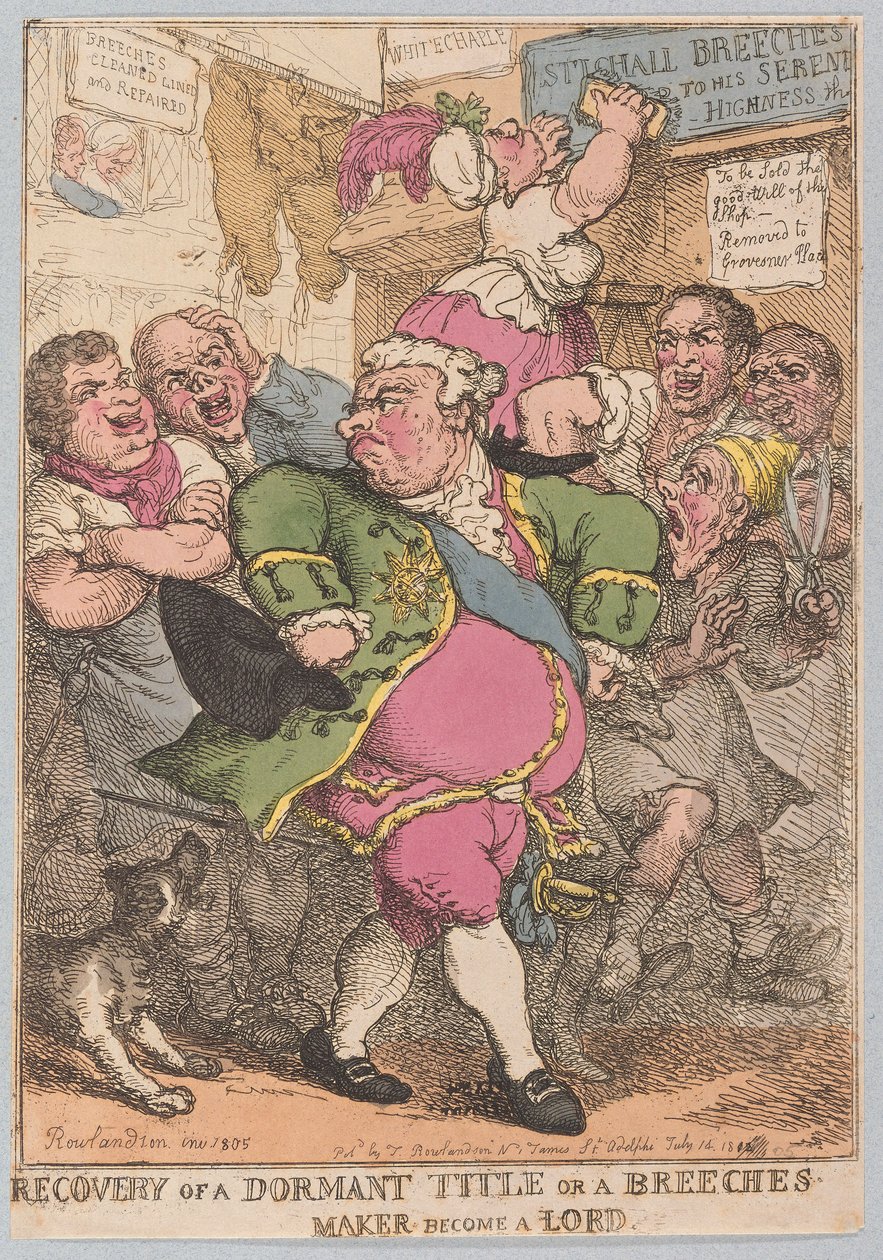 Egy alvó cím vagy egy nadrággyártó visszaszerzése Lord, kocsma lesz. 1805 (kézzel színezett metszet) alkotó: Thomas Rowlandson