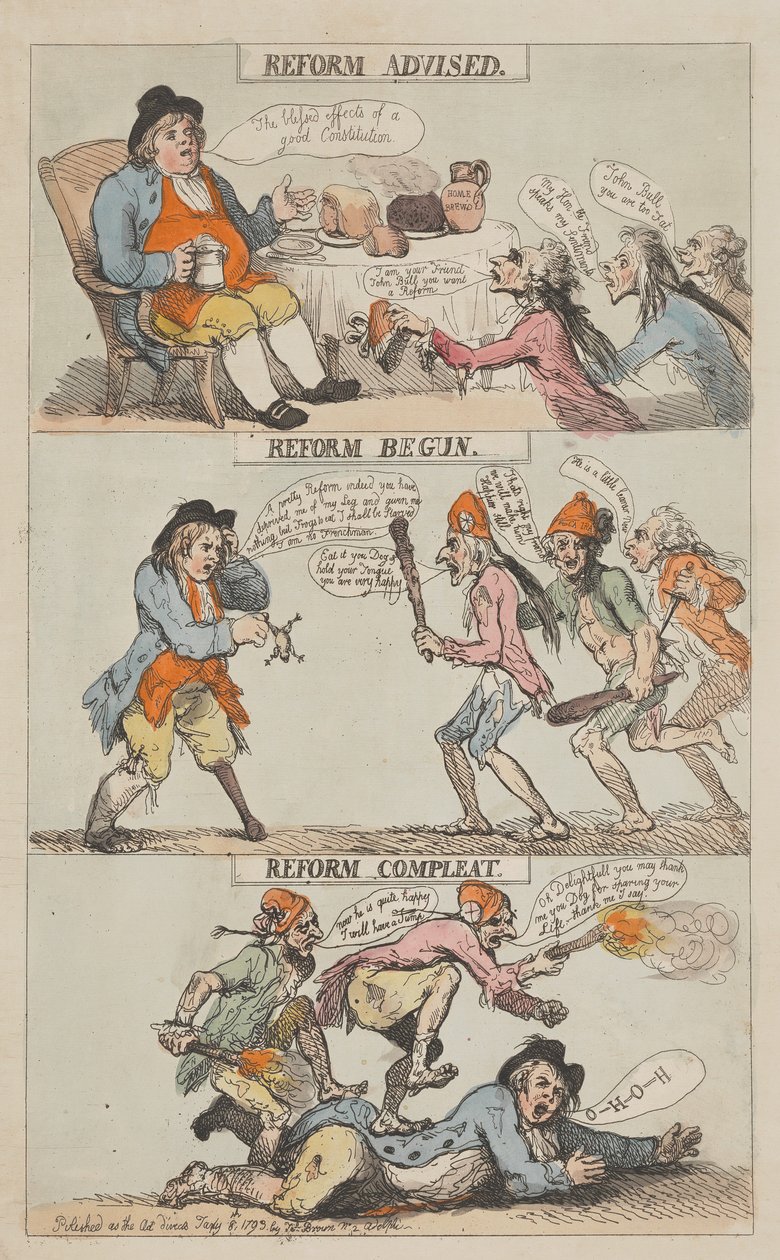 Reformot javasoltak – A reform megkezdődött – A reform befejeződött (teljes) alkotó: Thomas Rowlandson
