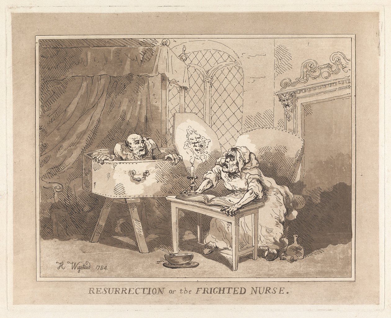 A feltámadás, avagy a megrémült ápolónő alkotó: Thomas Rowlandson