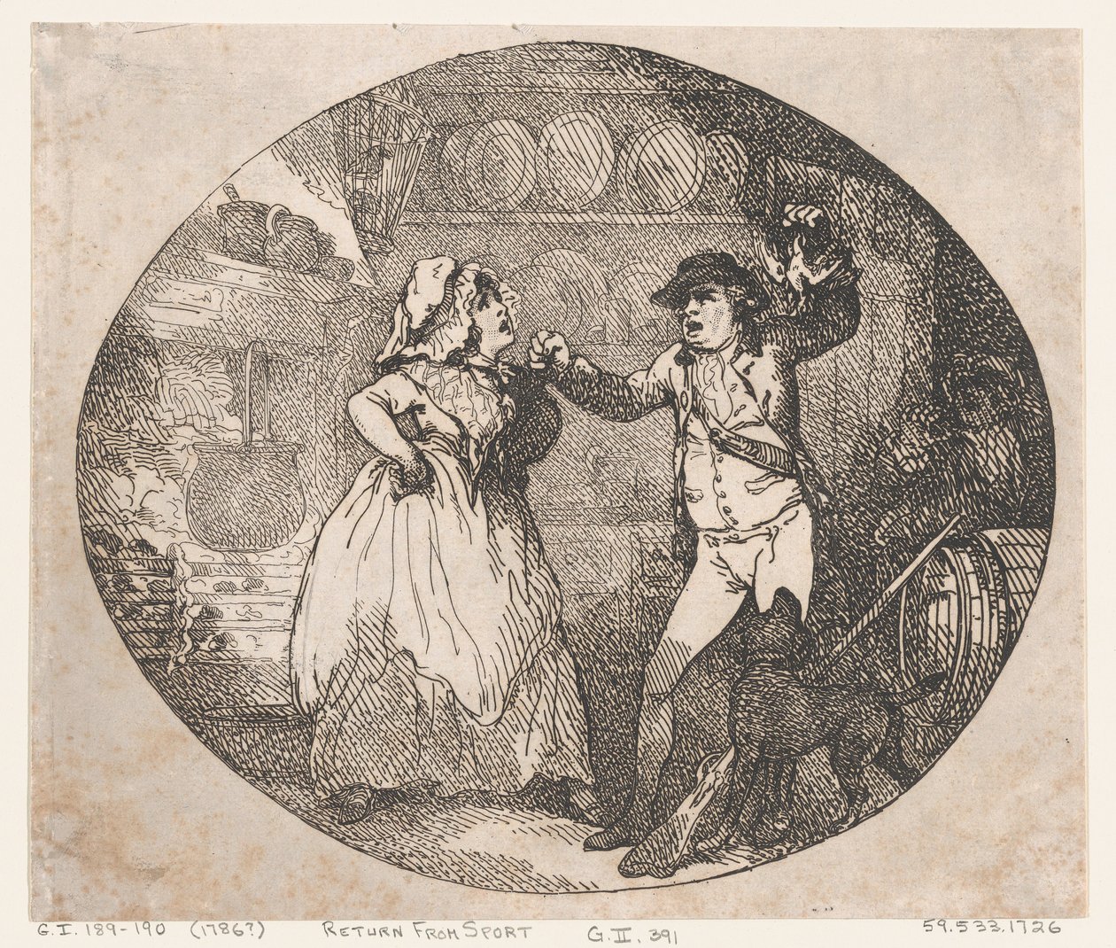 Visszatérés a sportból, 1786 ., 1786 . alkotó: Thomas Rowlandson