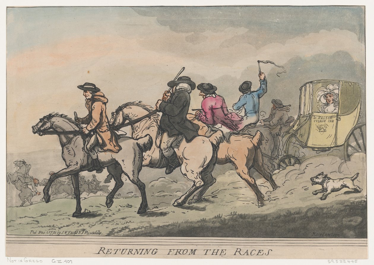 Visszatérve a versenyekről, 1791. december 1., 1791. december 1. alkotó: Thomas Rowlandson