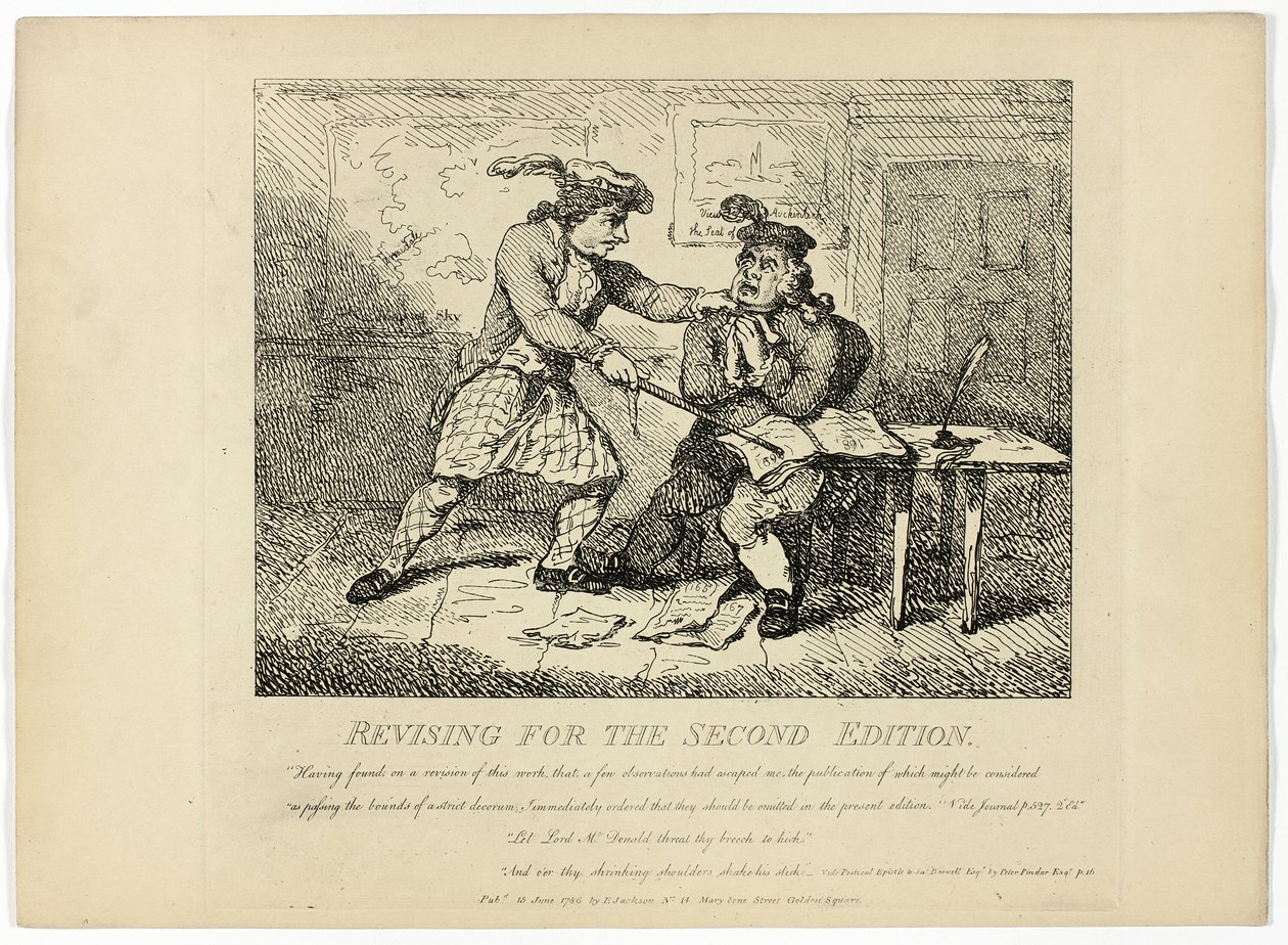 A második kiadás átdolgozása, Boswell Hebridák körútja című művéből alkotó: Thomas Rowlandson