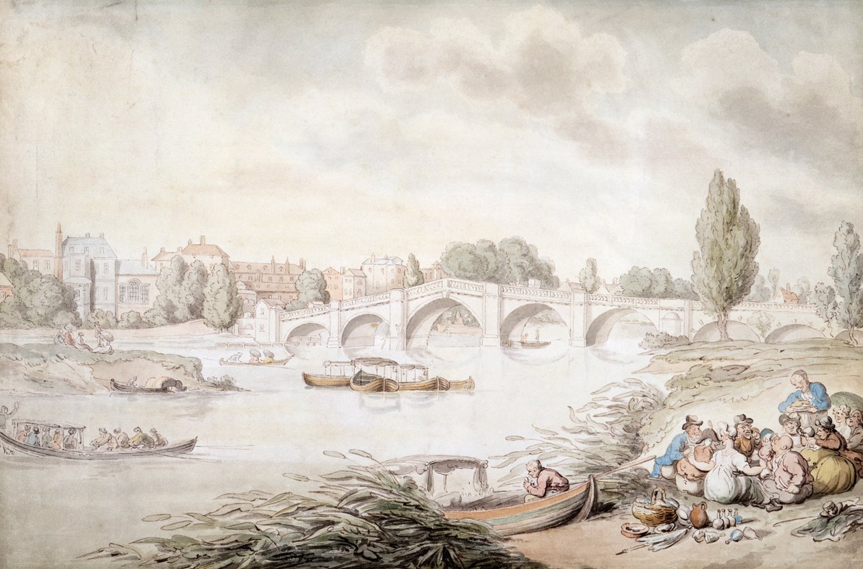 Richmond Bridge, London, 1780-c1820 alkotó: Thomas Rowlandson