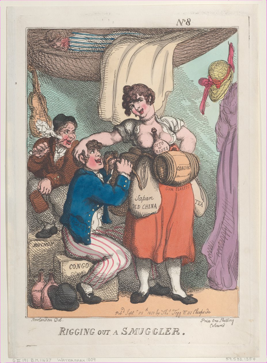 Csempész kifogása, 1810. szeptember 25., 1810. szeptember 25. alkotó: Thomas Rowlandson