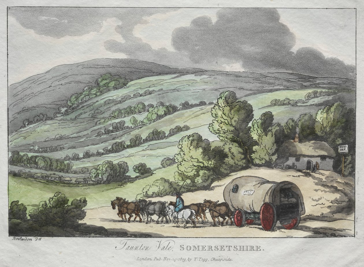 Rowlandsons vázlatok a természetből: Taunton Vale, Somersetshire, 1809. alkotó: Thomas Rowlandson