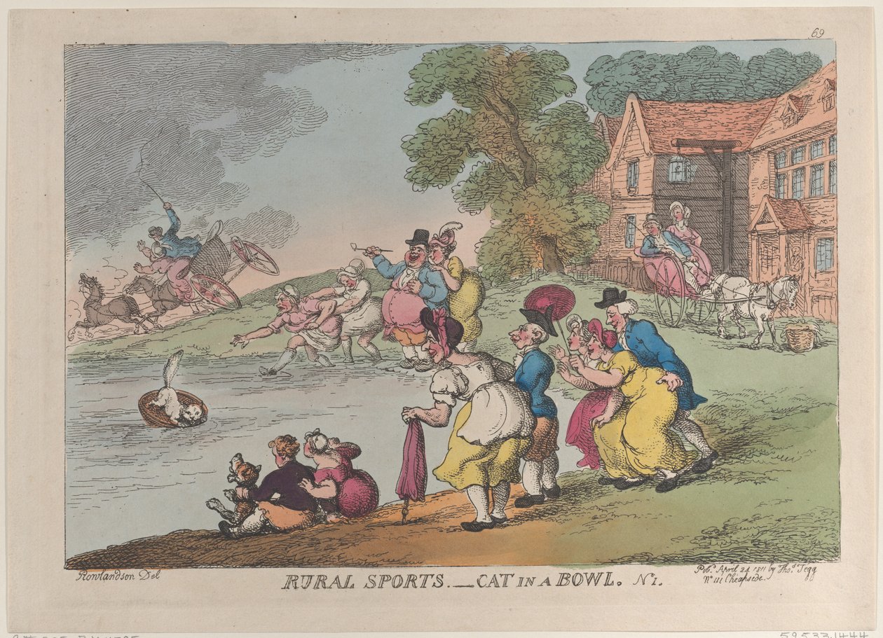 Vidéki sportok: Macska tálban, 1811. április 24., 1811. április 24. alkotó: Thomas Rowlandson