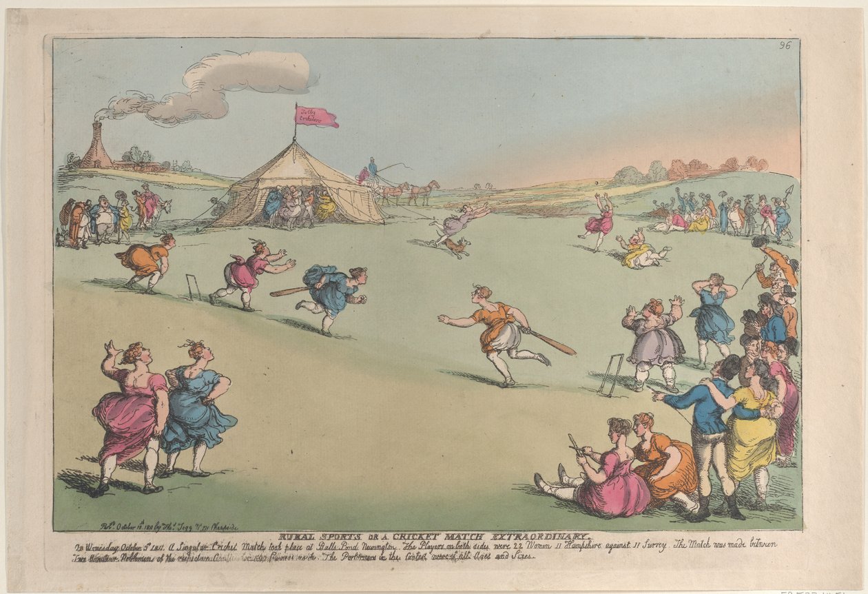 Vidéki sport vagy krikettmérkőzés rendkívüli, 1811. október 10., 1811. október 10. alkotó: Thomas Rowlandson