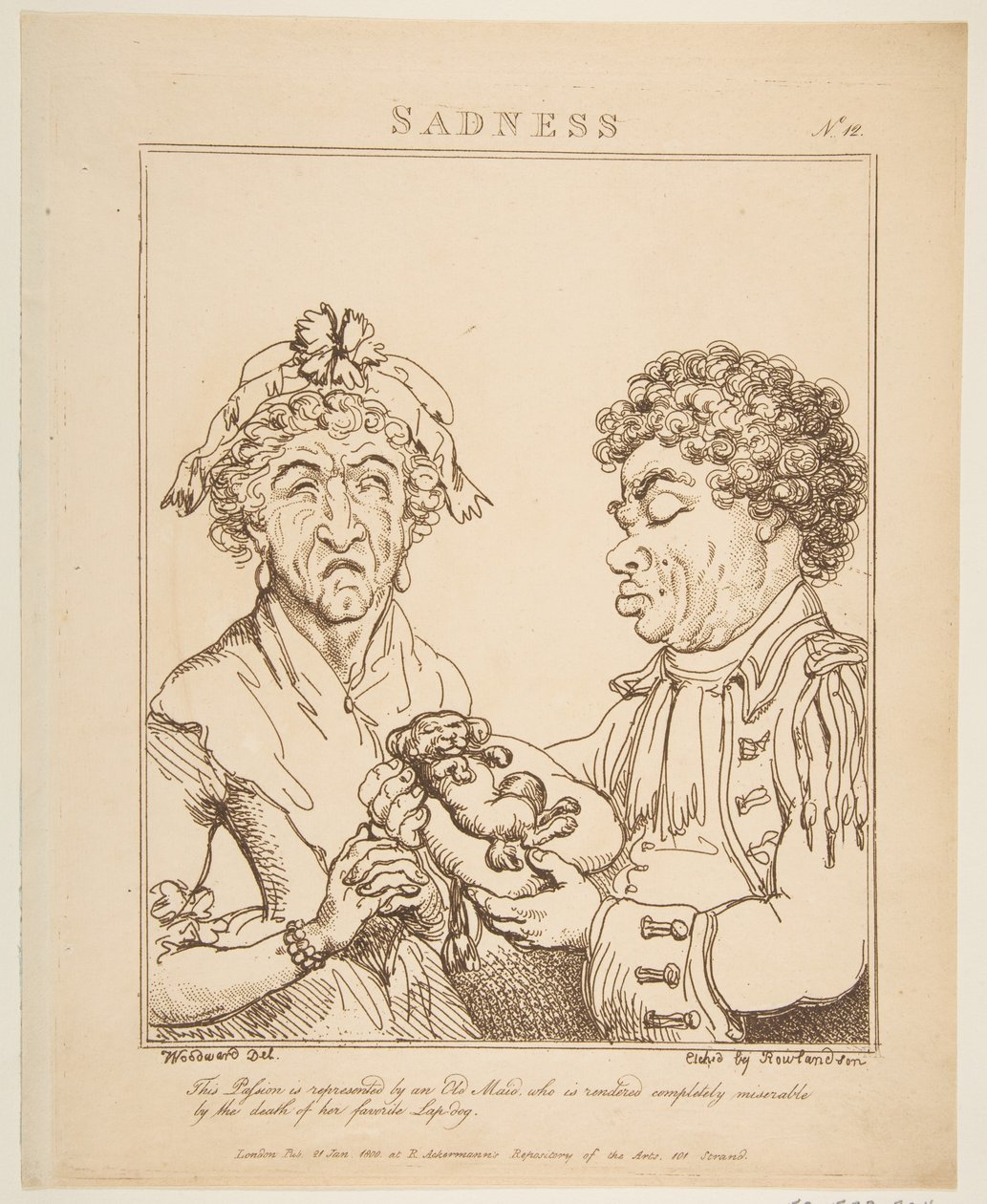 Szomorúság Le Brun Travested, avagy A szenvedélyek karikatúrái, 1800. január 21. alkotó: Thomas Rowlandson
