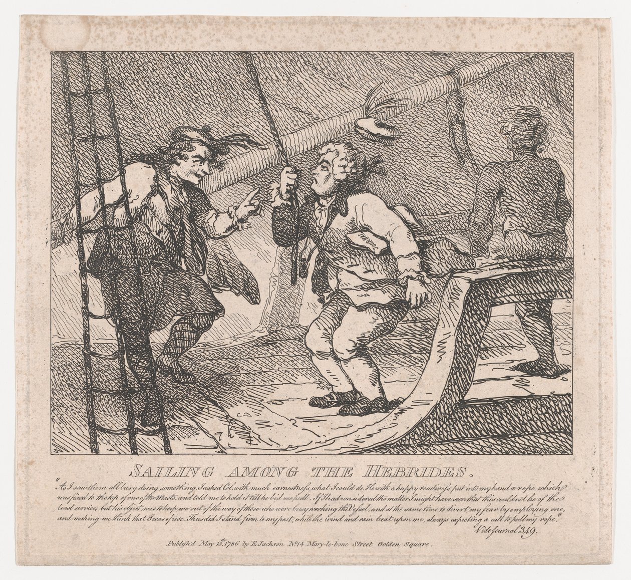 Vitorlázás a Hebridák között Boswell festői szépségei, Második rész, Ju..., 1786. június 10. alkotó: Thomas Rowlandson