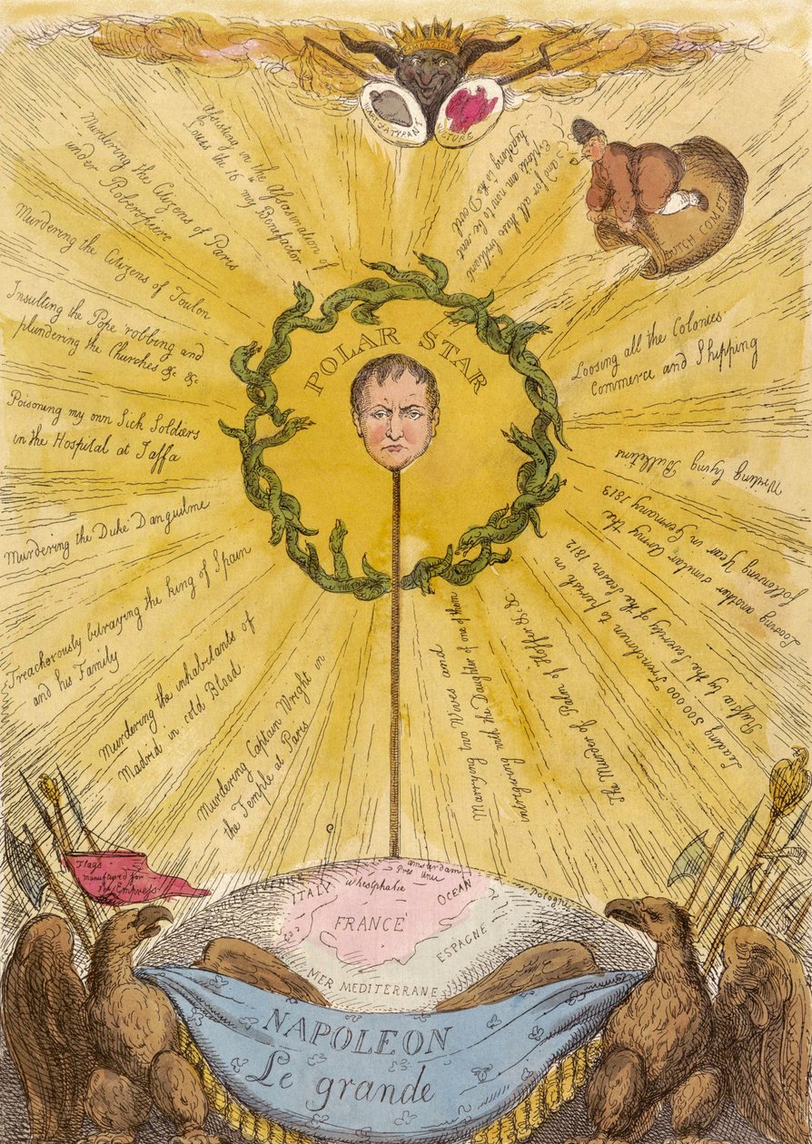 Szatirikus politikai karikatúra Napóleonról alkotó: Thomas Rowlandson