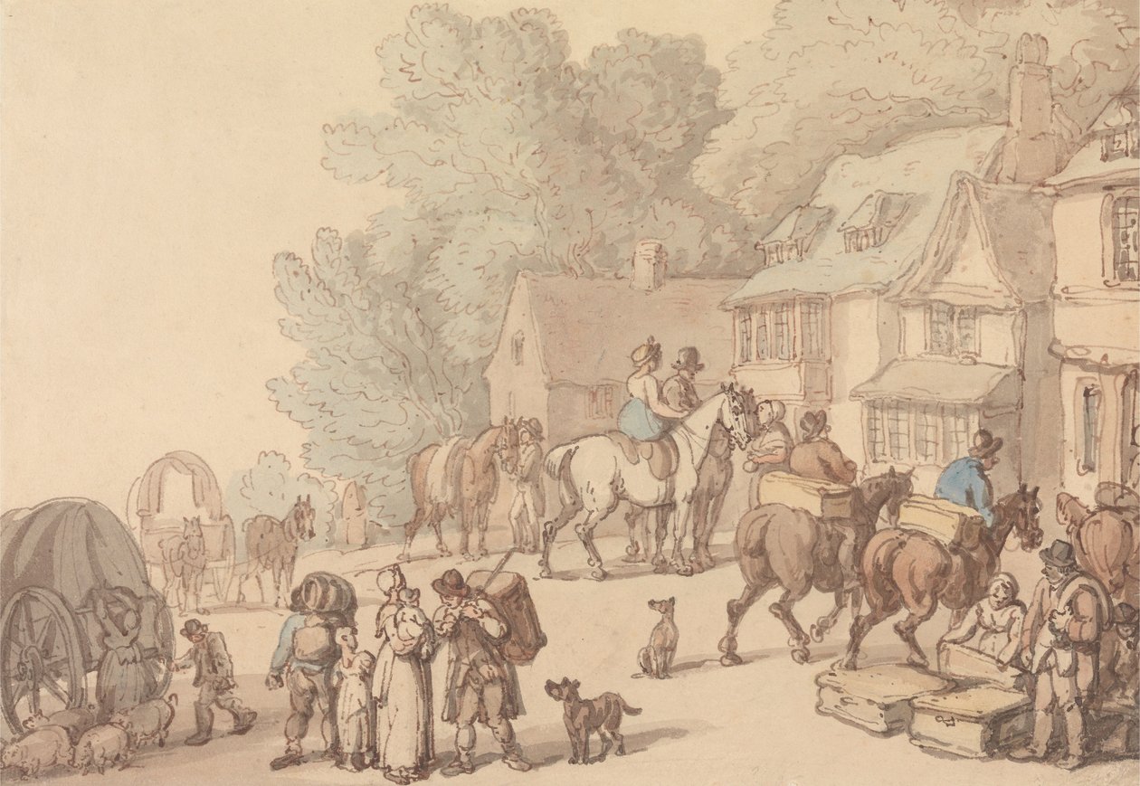 Jelenet egy fogadó előtt alkotó: Thomas Rowlandson