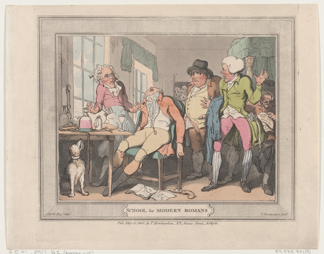 Modern rómaiak iskolája, 1802. május 10., 1802. május 10. alkotó: Thomas Rowlandson