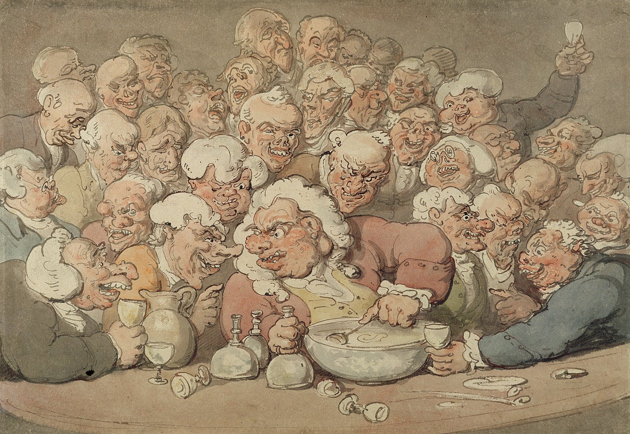 Serving Punch, 1815-20 körül (toll és tinta, valamint akvarell ceruza fölött, papíron) alkotó: Thomas Rowlandson