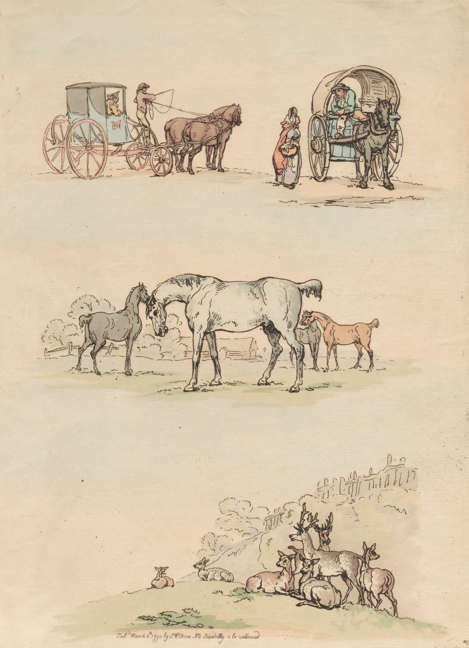 Tizenhatos készlet: ábra és tájak körvonalai alkotó: Thomas Rowlandson