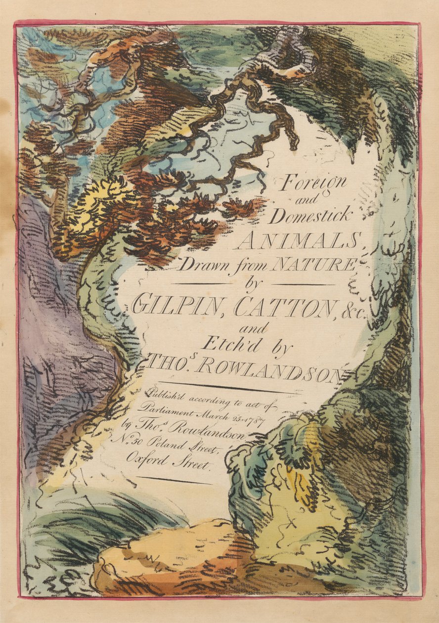 Nyolc részes készlet címlappal. – Idegen és háziállatok. 1. A pávián alkotó: Thomas Rowlandson