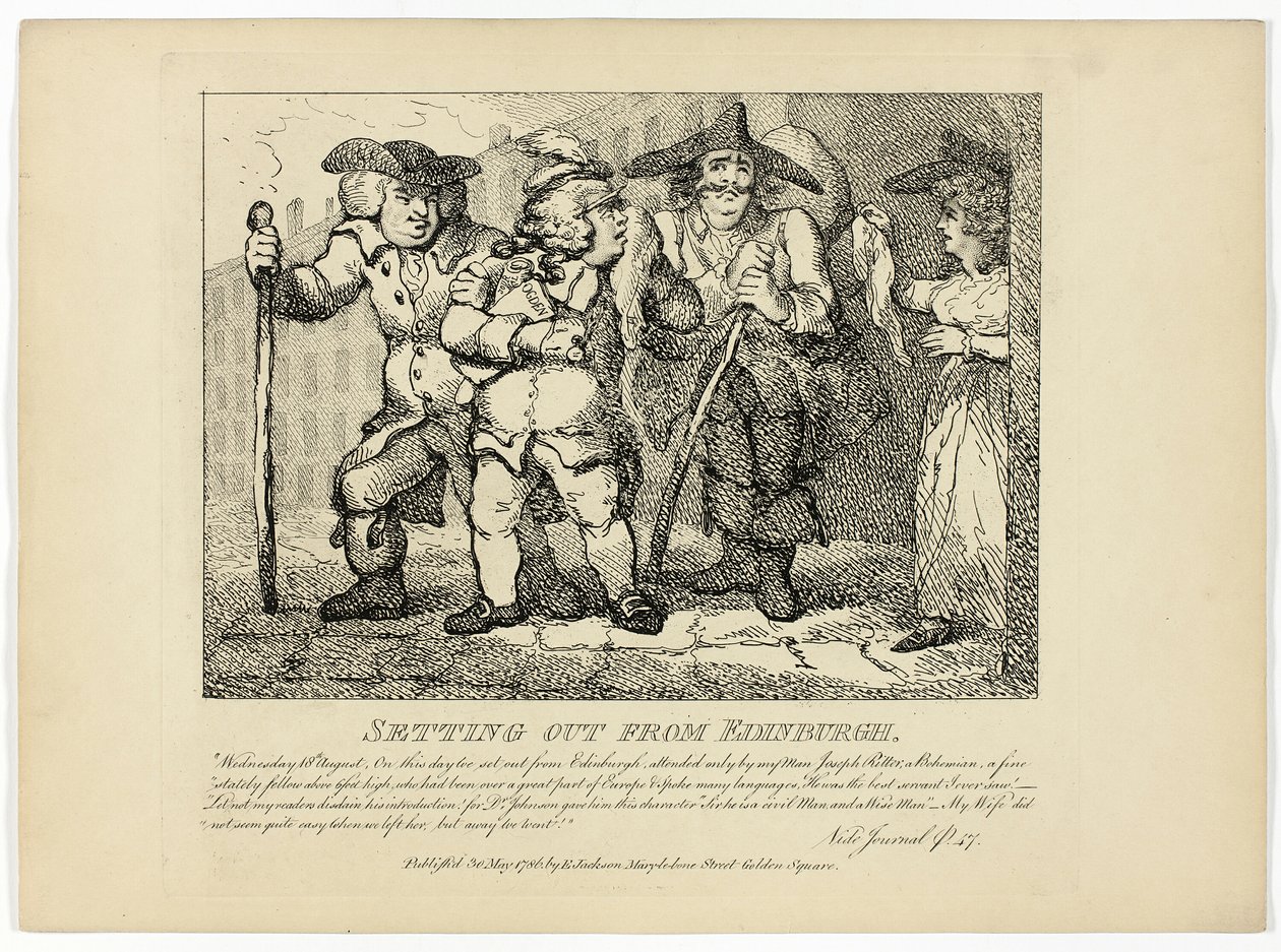 Elindulás Edinburghból, Boswell Hebridák körútja című művéből alkotó: Thomas Rowlandson