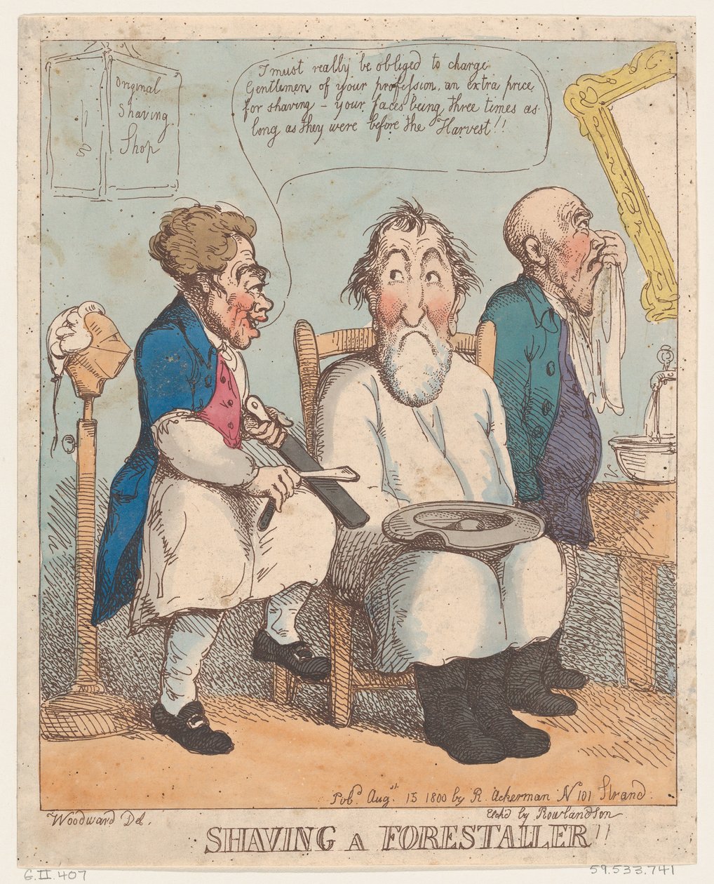 Forestaller borotválkozása, 1800. augusztus 15., 1800. augusztus 15. alkotó: Thomas Rowlandson