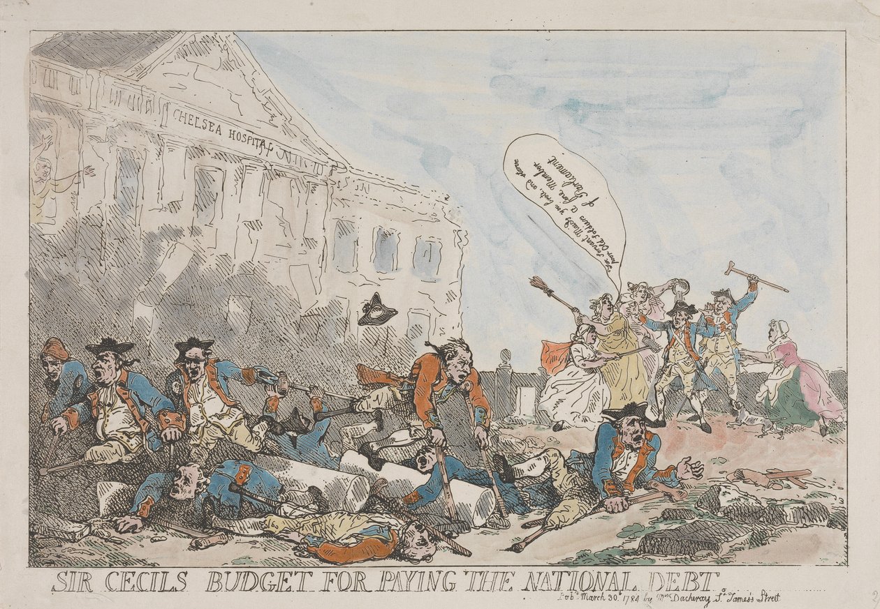 Sir Cecil nemzeti adósság törlesztésére vonatkozó költségvetése alkotó: Thomas Rowlandson