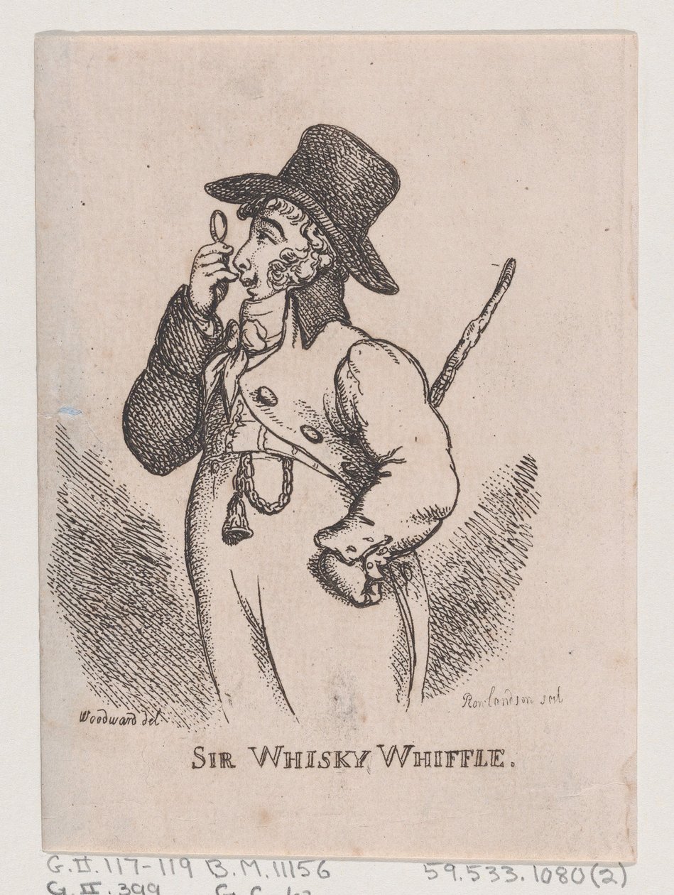 Sir Whiskey Whiffle, 1808. április, 1808. április. alkotó: Thomas Rowlandson